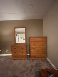  Wooden dressers and mirror 