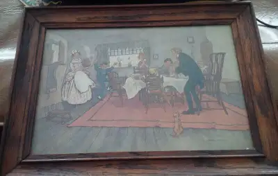 Will Owen was an illustrator, cartoonist and caricaturist. This dining room scene measures approx. 1...
