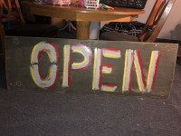 OPEN wood sign