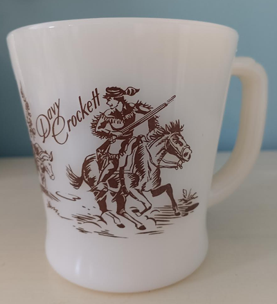 Vintage 1950s DAVY CROCKETT Milk Glass Fire King Mug, View more
