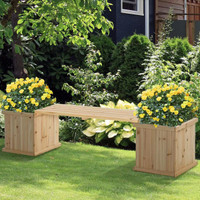 2 garden beds and a bench set