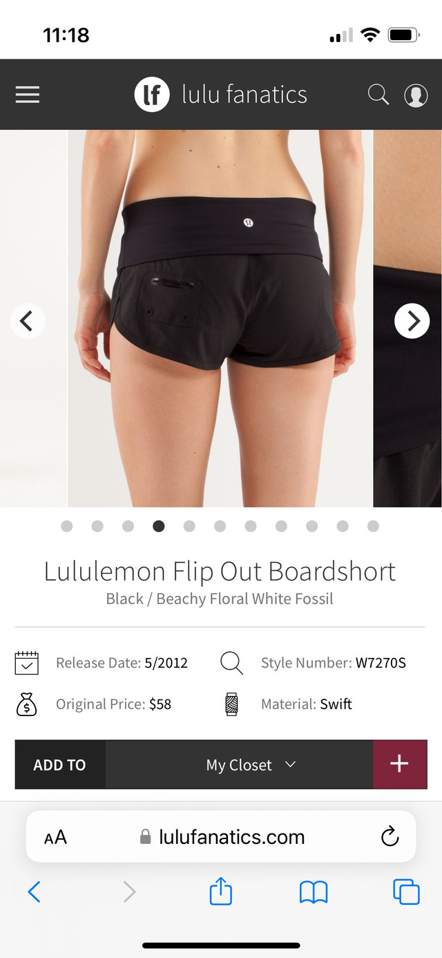 Lululemon Flip Out Board Short size 2 Black, Beachy Floral White in Women's - Bottoms in Napanee - Image 4