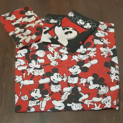 Vintage Mickey Mouse twin flat sheet with pillow cases, View more