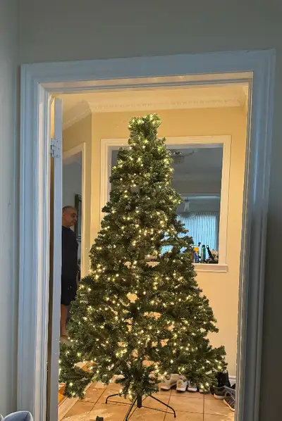 National Tree Co. 9ft Christmas Tree with white lights Open Box, View more