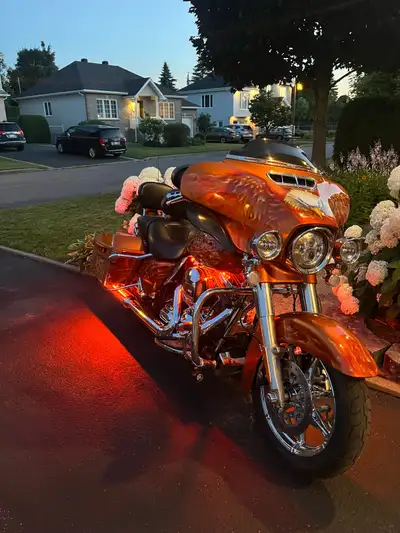 Magnifique moto HD avec peinture AIR BRUSH unique faite par un artisan. A toujours été entretenue pé...
