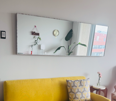 Large STYLISH  Rectangular Wall Mirror, Slim Silver Frame, View more
