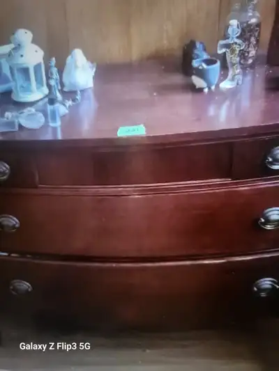 Vintage Mahogany 3 Drawer Dresser with Oval Brass Pulls, View more