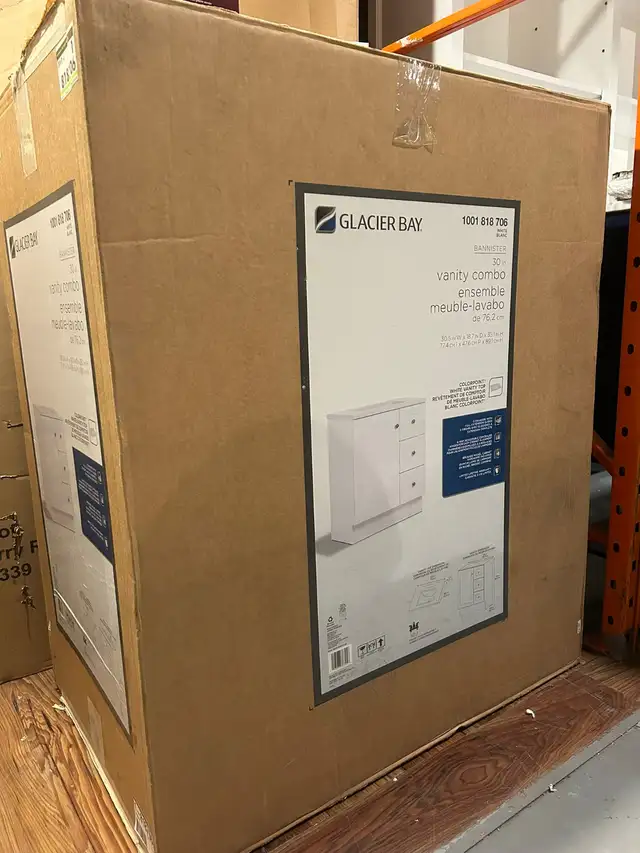 30” White Bathroom Vanity, Cultured Marble Top – BOXED NEW in Cabinets & Countertops in Oakville / Halton Region - Image 7
