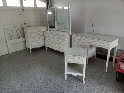 6 Piece Vintage Girls French Provincial Style Bedroom Set, View more