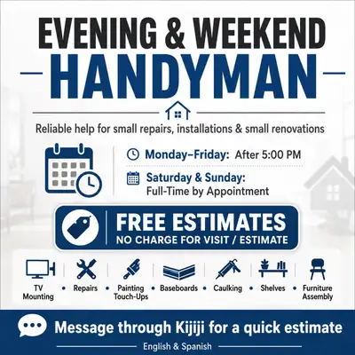 I offer general handyman services for small repairs, installations, maintenance, and small renovatio...