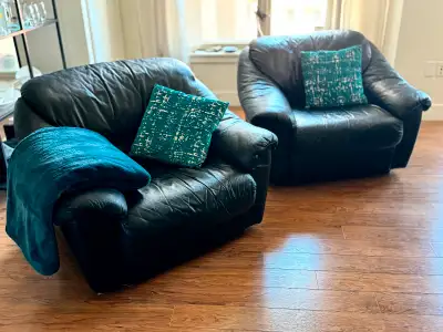 Leather chairs (two), View more
