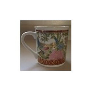 Oriental porcelain Mug with Peacocks, Bamboo and Flowers