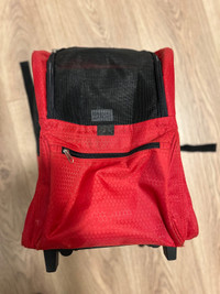 Red Pet Carrier Cat/Dog Rolling BackPack  Wheel Luggage Bag