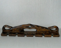 Hand Carved Alligator Crocodile Decorative Wood Fishing Rod Hold