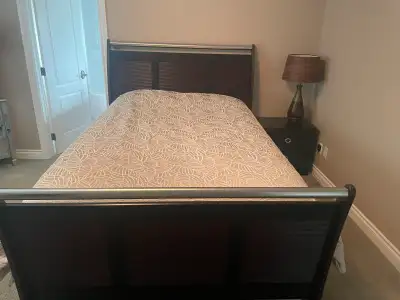 Queen Bed Frame & Mattress & Side Table & Lamp, View more