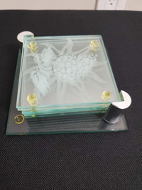 Glass Coasters with Holder Set of 6