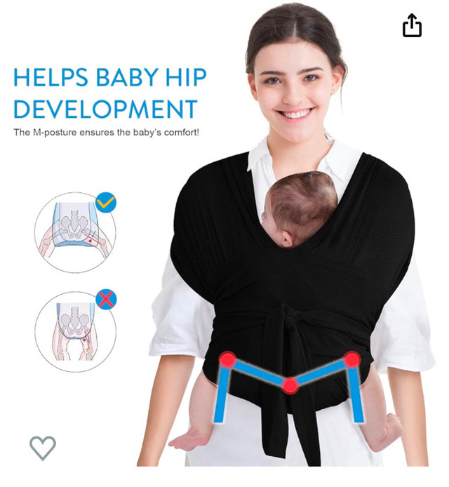 Baby Wrap Carrier Sling, Adjustable Baby Carrier Newborn to Todd in Other in Winnipeg