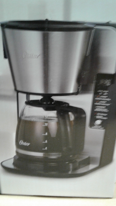 New OSTER 12 cup programmable coffee maker. BNIB. Unopened sealed package. Stainless steel finish. $...