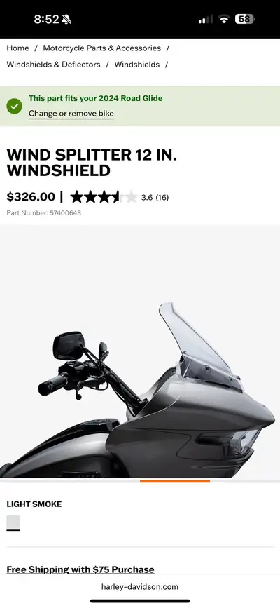 Harley Parts for Sale – Toronto (M1W 1S8) • Original Seat – 2024 Road Glide: $75 • Windshield (12”)...