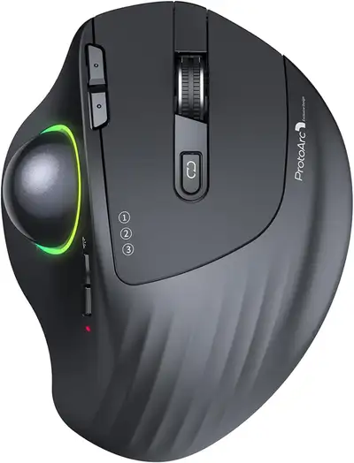 New ProtoArc RGB Wireless Trackball Mouse, EM01 2.4G Bluetooth, View more
