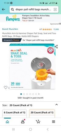 Munchkin Arm & Hammer Diaper Pail Refill Bags