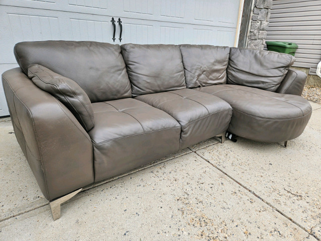Free delivery/100 percent Genuine leather sectional couch | Couches &  Futons | Calgary | Kijiji