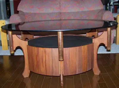 Custom Built 42" Glass Round Coffee Table H. is 17.75" Pick up location: 21 St John's Dr., Arva