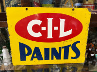 Double sided painted metal CIL paint sign 