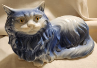 Alberta’s Molds Inc. Life Sized Blue Ceramic Cat – Vintage