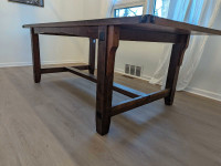 High end solid wood dining table and bench