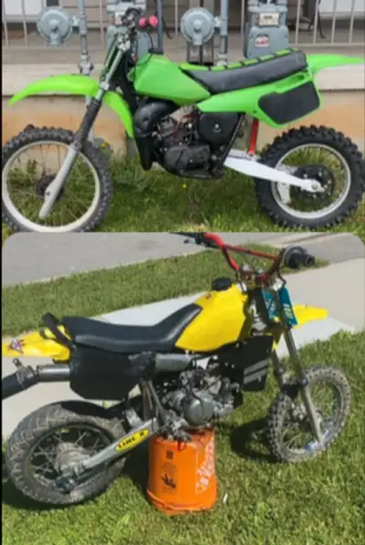 Rm first kick in good shape Kx partially restored needs a top end -lots of new parts. Looking for tr...
