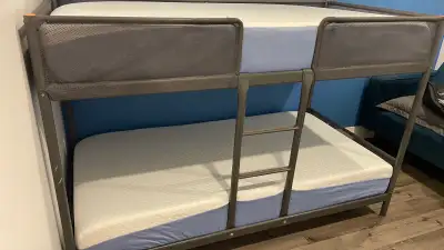 Twin bunk bed in good condition Mattress not included Moving sale, more items available