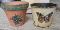 Ceramic Hand Painted and Metal Pots