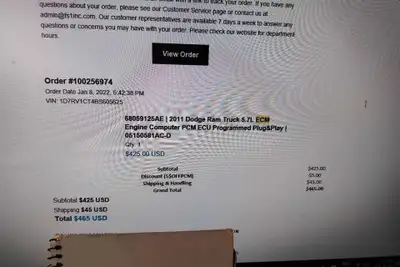 New PCM ECU for 2011 dodge 1500. Bought new but didn't fix my problem so i'm selling it.