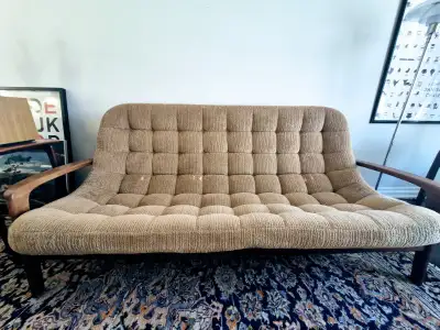 Mid century modern R Huber Teak Scoop Sofa , View more