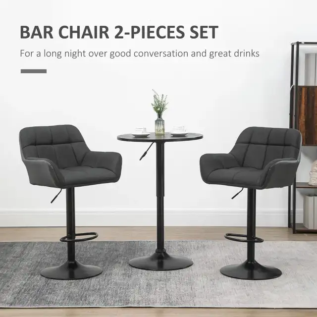 Adjustable Bar Stools with Footrest Armrests and PU Leather in Chairs & Recliners in Markham / York Region - Image 6