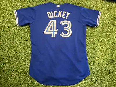 AUTHENTIC MAJESTIC R.A. DICKEY TORONTO BLUE JAYS BASEBALL JERSEY, View more