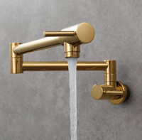 Kitchen Faucet Titanium Gold Wall Mount Pot Filler Faucet Brass 