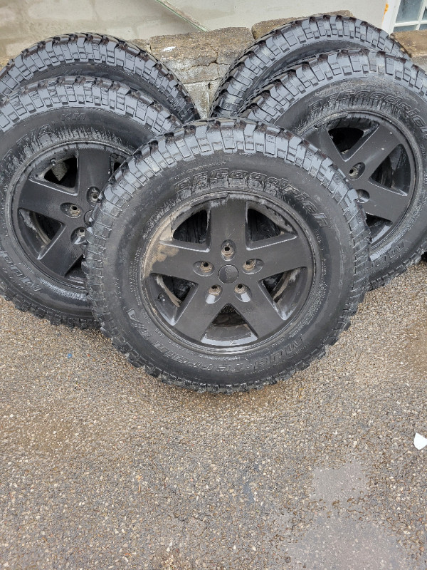 5 Jeep rims and Bf Goodrich baja champion tires lots of tred in Tires & Rims in Barrie - Image 2