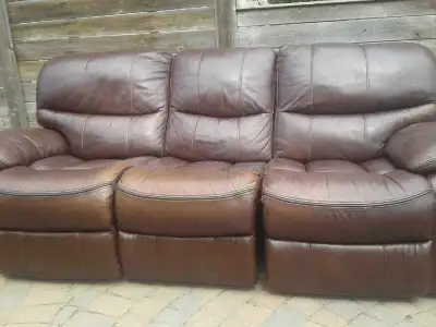 Brown leather couch , View more