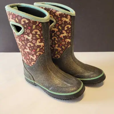 Youth Size 2 Unicorn and Rainbow Rubber Boots. $5, View more