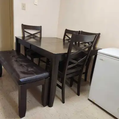 Kitchen Table Set + Bench + 4 Chairs, View more