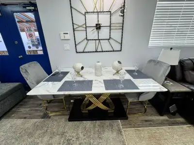 Brand New Marble Dining Table Floor Model Grand Sale, View more