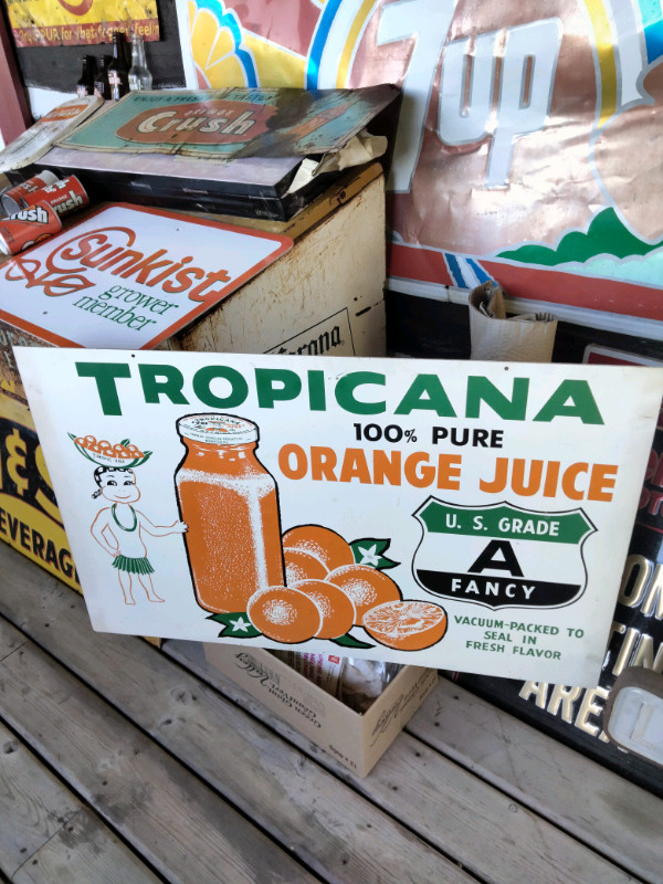 Orange soda, juice - signs, bottles in Arts & Collectibles in Barrie - Image 2