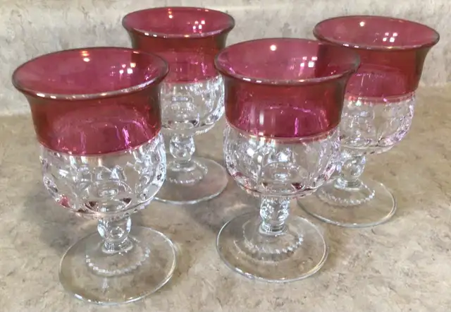 4 Cranberry Glass Goblets443342181808875520