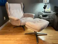 Mid century modern Scandinavian swivel lounge chair and ottoman 