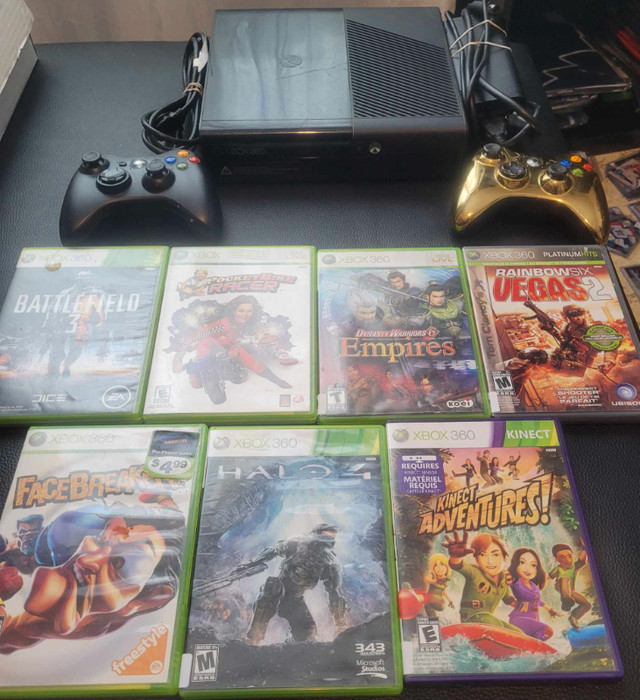 XBOX 360 With 2 Controllers & 7 Games in XBOX 360 in Moncton