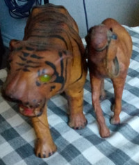 Handmade Leather Tiger and Camel