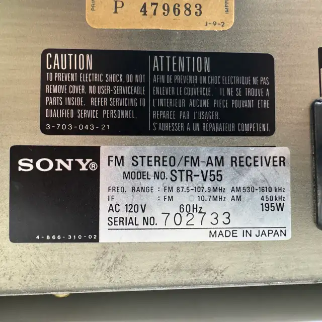 Vintage Sony STR-V55 FM/AM Stereo Receiver Made In Japan Tested  in Stereo Systems & Home Theatre in City of Toronto - Image 10