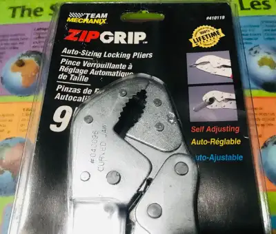 TEAM MECHANIX ZIPGRIP AUTO-SIZING LOCKING PLIERS 9”, View more